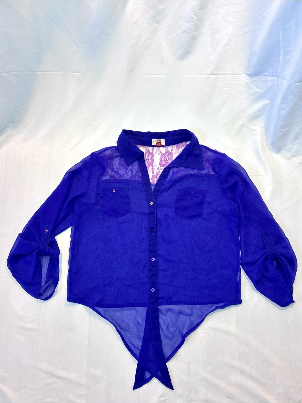 l.e.i Sheer Lace Flowy Blouse